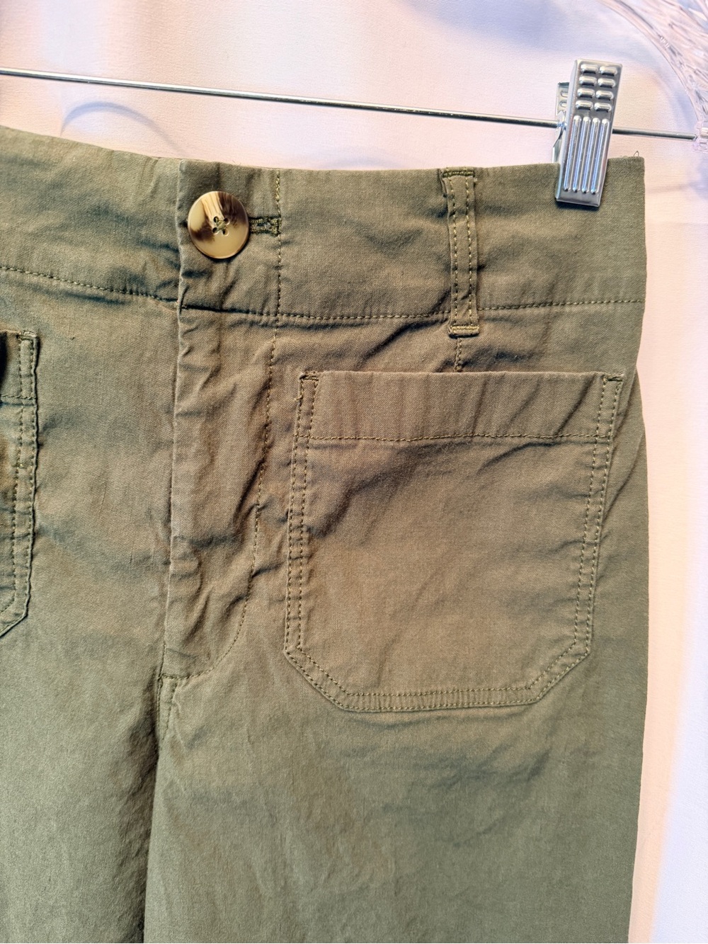 MAEVE Anthropologie Size 26 Colette Crop Wide-Leg Pants Linen Blend Olive Green - Picture 3 of 12